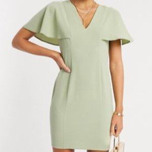 ASOS DESIGN angel sleeve v neck mini shift dress